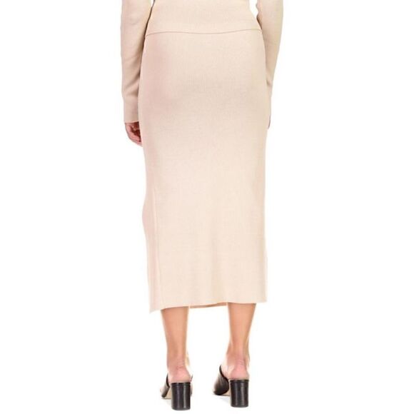 SANCTUARY Women's Sugar & Spice Ribbed Midi skirt size S oat milk - Picture 3 of 9